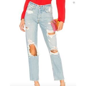 GRLFRND Helena High-Rise Straight Distressed Mom Jean Size 26